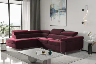 Produktbild von Kaiser Möbel Ecksofa mit schlaffunktion und bettkasten Schlafsofa ATOM verschiedene ROTWEIN Links
