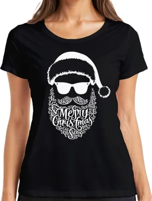 Produktbild von Merry Christmas Weihnachtsmann Bart - Weihnachten Weihnachtsgeschenk Christmas Damen T-Shirt, Schwarz, XXL