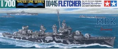 Productafbeelding van 1:700 schaalmodel van de Amerikaanse torpedobootjager DD445 Fletcher, zeer gedetailleerd