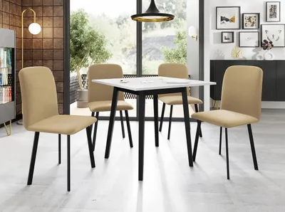 Obrázok produktu pre Malý jedálenský rozkladací stôl 85x85 cm BAKARA - biely / čierny