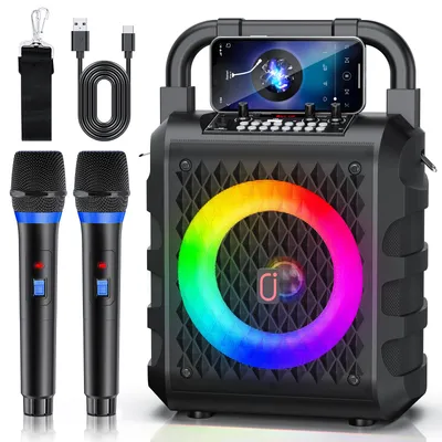 Obrázok produktu pre Prenosný Bluetooth reproduktor Karaoke – s mikrofónom a svetelnými efektmi – váha 2,41 kg