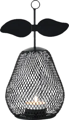 Produktbild von Marrakesch Aesthetic Deko Aesthetic Teelichthalter aus Metall 23 cm groß | Kerzenständer Pear Schwarz als Garten Wohnzimmer Tisch Deko | Moderne Deko Windlicht Kerzenhalter für Teelichter