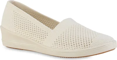 Produktbild von VAN HILL Damen Keilslipper Keilabsatz Bequem Strick Freizeit Slip On Schuhe 841597, Farbe: Beige, Größe: 39