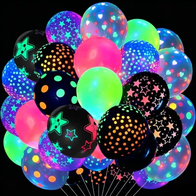 100 Neonballons, fluoreszierend, UV-reaktiv, 12 Zoll, Latex