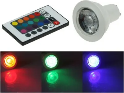Produktbild von LED Strahler GU10 RGB mit Fernbedienung 3W Abstrahlwinkel 170°