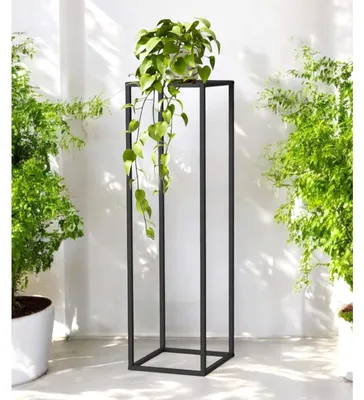Produktbild von Pflanzenständer Blumenständer Blumensäule - 100 cm - Schwarz - Quadratisch - Für Wohnzimmer und Büro