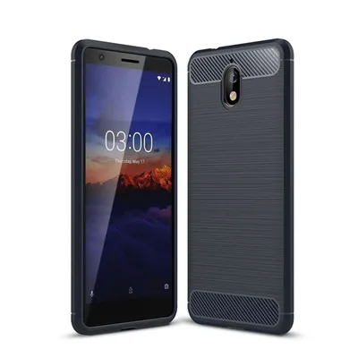 Productafbeelding van Nokia 3.1 hoesje, siliconen, blauw, carbon-look, TPU telefoonhoesje, bumper