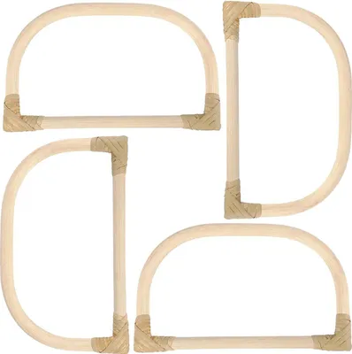 Produktbild von 4 abgerundete Taschengriffe aus Bambus 15,5 x 9 cm