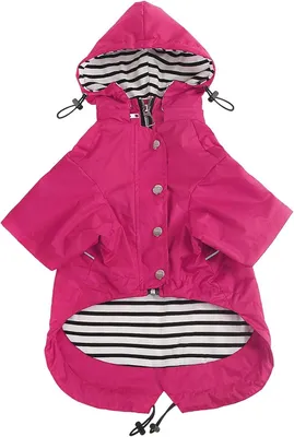 Immagine prodotto di Cappotto impermeabile per cani con cappuccio, regolabile ed elegante, colore rosa, taglia XS