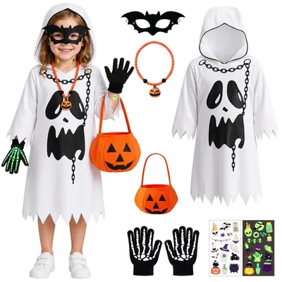 Spookkostüm-Set für Kinder, 6-teilig, Größe 110, Halloween