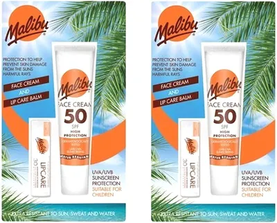 Produktbild von Malibu Gesichtscreme SPF50 + Lippenstift SPF30 Set x2pc