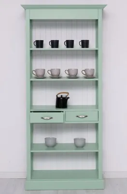 Produktbild von Casa Padrino Landhausstil Schrank Mintgrün / Weiß 91 x 39 x H. 197 cm - Landhausstil Esszimmer Schrank - Massivholz Möbel - Landhausstil Shabby Chic Möbel