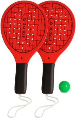 Image de Raquette de tennis de plage en bois avec manche antidérapant en EVA souple