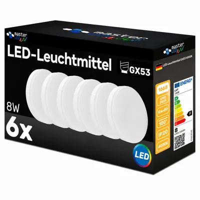 Produktbild von MasterLED LED-Leuchtmittel GX53 8 W 720 lm 4000 K neutralweiß, 230 V, 6er-Set