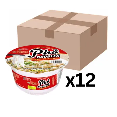 Produktbild von 12er-Pack ACECOOK Oh Ricey Instant Reisnudelsuppe Pho Bo Rind CUP 71g