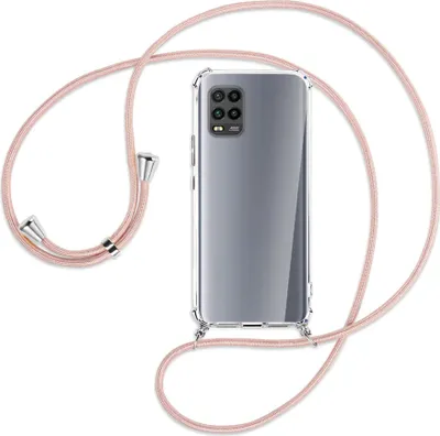 Produktbild von Handykette Backcover-Schutzhülle mit Band (Metall silberfarben) für Xiaomi Mi 10 Lite 5G (Zoom) - roségold