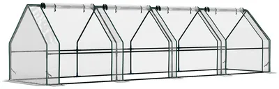 Produktbild von Gewächshaus mit Reißverschlussfenster, winterfest Foliengewächshaus aus Stahl 360 x 90 x 90 cm Transparent