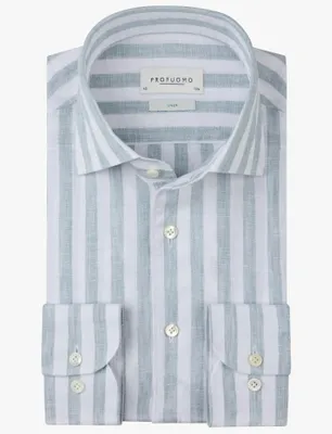 Produktbild von Hellblau gestreiftes Hemd Profuomo Regular Fit Leinen