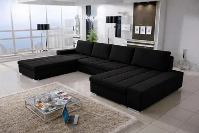 Produktbild von Wohnlandschaft Ecksofa VERONA U – Großzügige Couchgarnitur in U-Form mit Schlaffunktion, Bettkasten und hochwertiger Wellenfederung