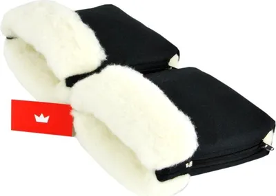 Produktbild von BabyLux Handmuff für Kinderwagen MUFF Reißverschluss MR11 Schwarz + Wolle