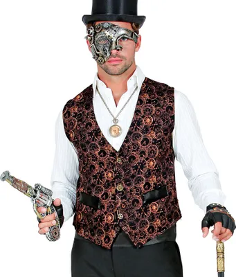 Produktbild von Steampunk Weste für Herren mit Zahnrädern - 48182 | Viktorianisches Kostüm Variante: S/M