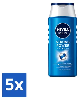 Imagen del producto de 5 champús NIVEA MEN Strong Power, 250 ml cada uno, pack de 5 unidades