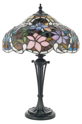 Obrázek produktu pro Stolní lampa SULLIVAN s květinovým motivem, hnědá, 2xE14x15W, sklo, rozměry: 45x30x30 cm, IP20, Tiffany