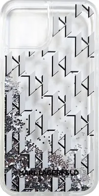 Image de Karl Lagerfeld iPhone 14 Pro Max Coque arrière - Liquid glitter - monogram gradient - Blanc