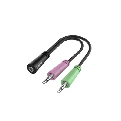 Obrázek produktu pro Hama 00200351, 3.5mm TRS, Samice, 2 x 3.5mm, Samec, 0,15 m, Černá