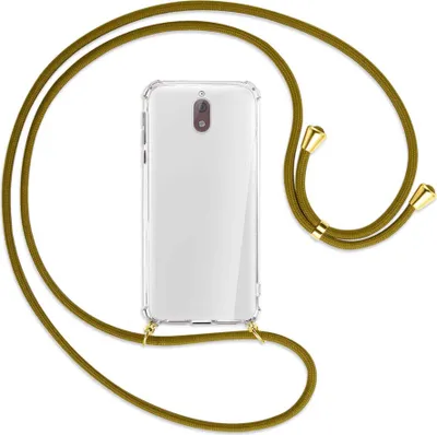 Produktbild von Handykette Backcover-Schutzhülle mit Band (Metall goldfarben) für Nokia 3.1 - khaki