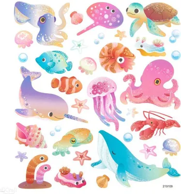 Zdjęcie produktu dla DPCraft STICKERS Naklejki dekoracyjne Scrapbooking 34 szt, zwierzęta morskie