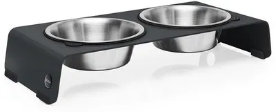 Zdjęcie produktu dla Miska dla psa z podwyższonym miejscem do jedzenia – stacja do karmienia ze stali nierdzewnej i stali (szara, rozmiar S)