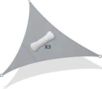 Produktbild von VOUNOT® Sonnensegel Dreieckig inkl. Befestigungsseile Wasserdicht Sonnenschutz, für Balkon Garten Terrasse, 3x3x3m Grau