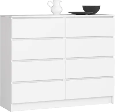 Produktbild von Kommode AKORD K120 Weiß 120 cm 8 Schubladen B120 x H99 x T40 cm