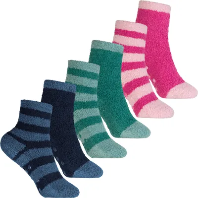 Produktbild von Footstar Kinder Kuschelsocken (6 Paar) - Plüschsocken mit Antirutsch-Sohle - Mix 23-26