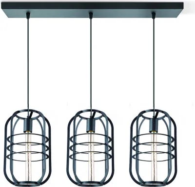 Pendelleuchte NERO 3fach - 3 x E27 - schwarz - Industrie-Design