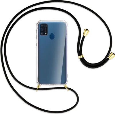 Produktbild von Handykette Backcover-Schutzhülle mit Band (Metall goldfarben) für Samsung Galaxy M31 - schwarz