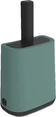 A teal and black pet waste scoop with a black handle, shown from a three-quarter angle against a white background.