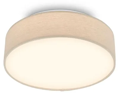 Produktbild von Briloner LED Deckenlampe Stoffschirm Ø30x10,5 cm Rund 16W 1800lm 3000K Warmweiß Beige - Deckenleuchte Wohnzimmer Schlafzimmer Küche Flur