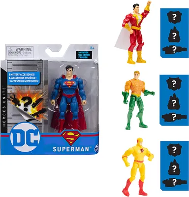 Produktbild von DC Comics 10-cm-SUPERMAN-Actionfigur mit 3 mysterisen Accessoires, Abenteuer 4 (Stile knnen variieren), sortiert