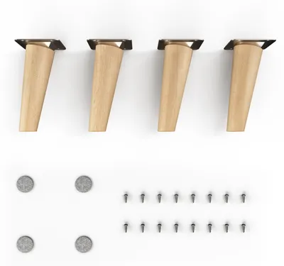 Produktbild von 4x sossai Holzfüße rund - schräge Ausführung 12cm Buche Öl-Finish