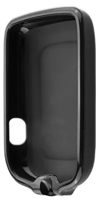 A black protective case for a device, shown from a slightly elevated side angle.