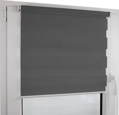 Produktbild von Deco4Me Doppelrollo Klemmfix ohne Bohren – Duo Rollo mit Kettenzug, lichtdurchlässig & blickdicht – 145 x 160 cm, Anthrazit