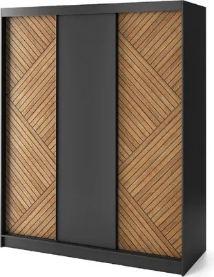 Luxus Schlafzimmerschrank Kleiderschrank mit 3 Schiebetüren Schwarz Braun