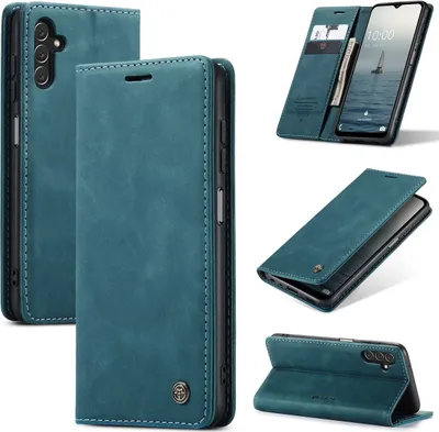 Produktbild von König Design Hülle kompatibel mit Samsung Galaxy A13 5G Kunstleder Handyhülle - Handy Case Blau