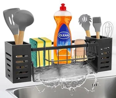 Produktbild von Ultiluxe Spülbecken Organizer - Schwammhalter - Küchen Organizer - Abtropfgestell - Abnehmbare Tuchhalterung - Für jedes Küchenaccessoires - Größe 9 c