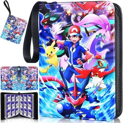 Produktbild von Pokémon Sammelkarten Album, Sammelalbum für Karten, Kunstleder Sammelalbum mit Reißverschluss, 50 Seiten 900 Taschen - 9 pocket Ash pikachu