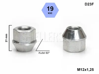 Obrázok produktu pre Kuželová otvorená matica M12x1,25, kľúč 19, D23F, výška 21 mm