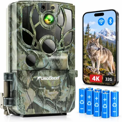 Produktbild von 4K 48MP Wildkamera Handyübertragung APP WLAN Bluetooth Bewegungsmelder Nachtsicht 120° Weitwinkel Wildtierkamera IP66