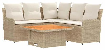 Produktbild von Möbelsets mit Kissen 4 pcs Beige und Creme PE-Rattan